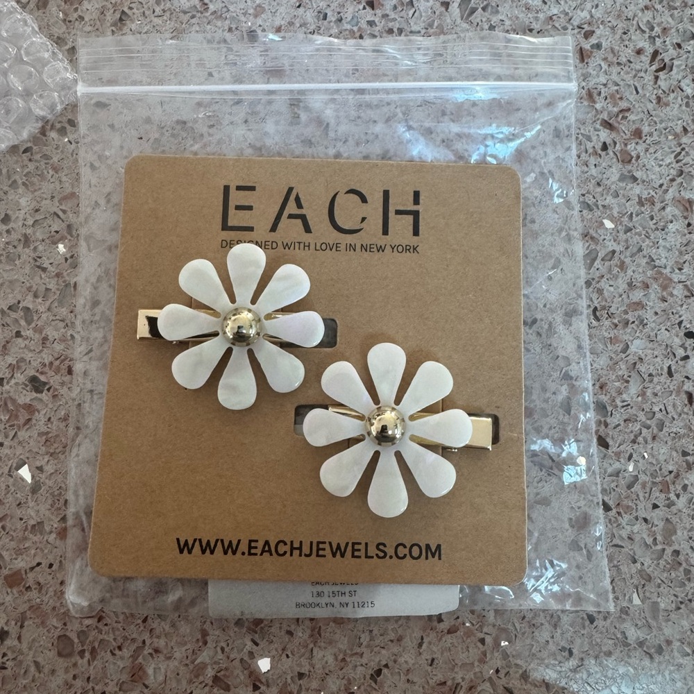 Pink and White Opal Hair Clips/ Barrettes
